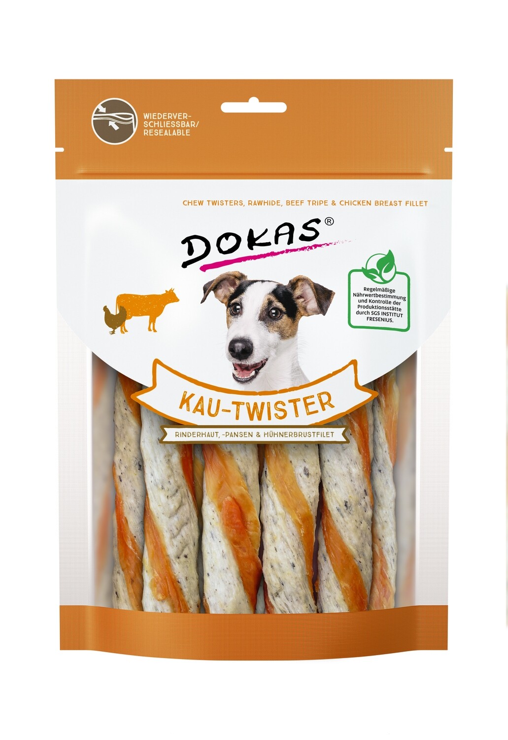 Dokas Dog Snack Kau-Twister Rinderhaut, Pansen 200g