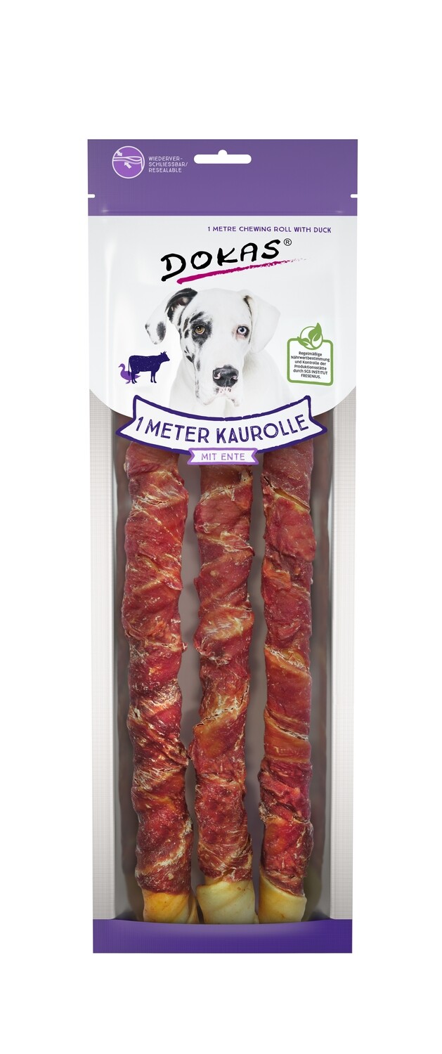Dokas Dog Snack 1 m Kaurolle mit Ente 315g