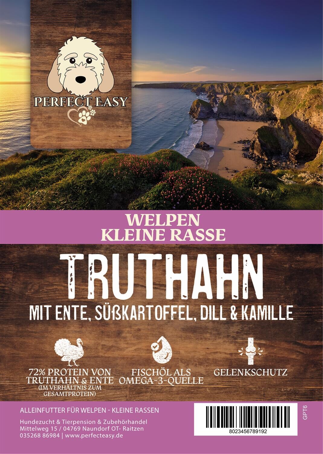Grain Free Welpen kleine Rassen - Truthahn mit Ente, Süßkartoffel, Dill &amp; Kamille