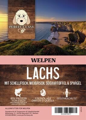 Grain Free Welpen Lachs mit  Schellfisch, Weißfisch, Süßkartoffel &amp; Spargel
