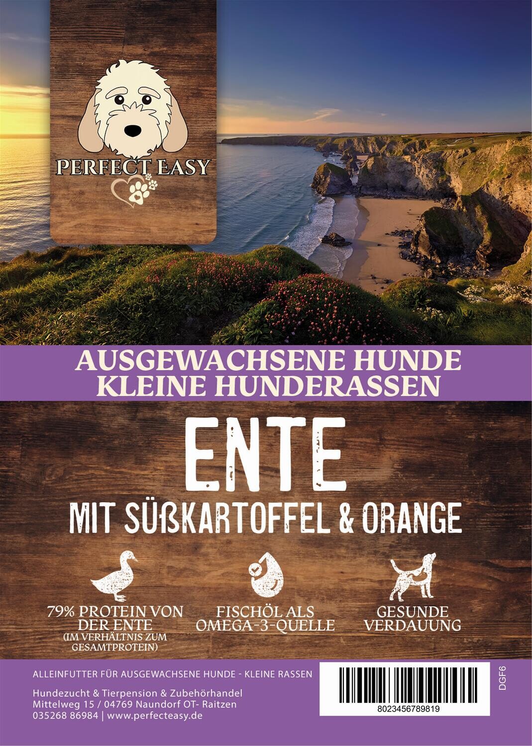 Grain Free Adult Hunde  kleine Hunderassen Ente mit Süßkartoffel &amp; Orange