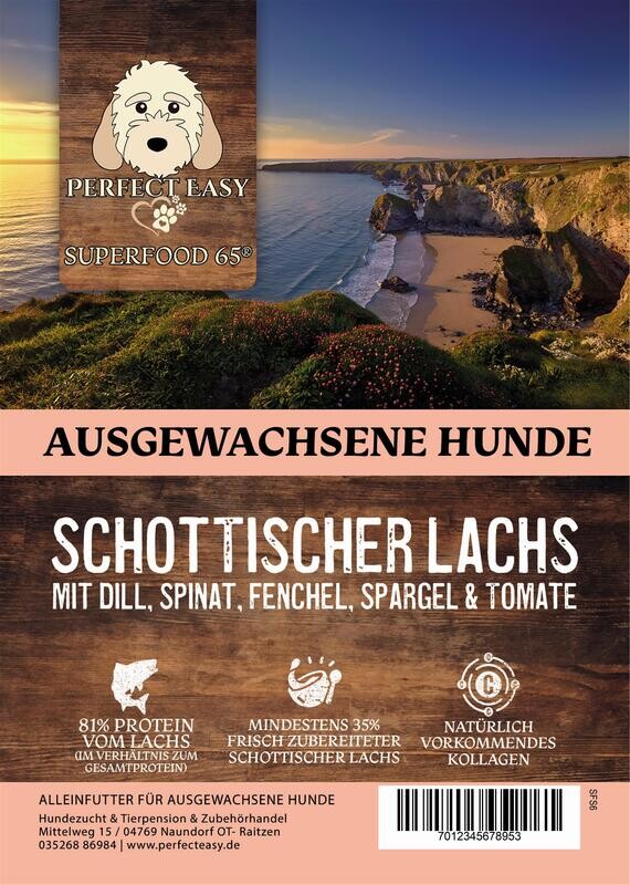 Superfood 65 Adult Schottischer Lachs mit Dill, Spinat, Fenchel, Spargel