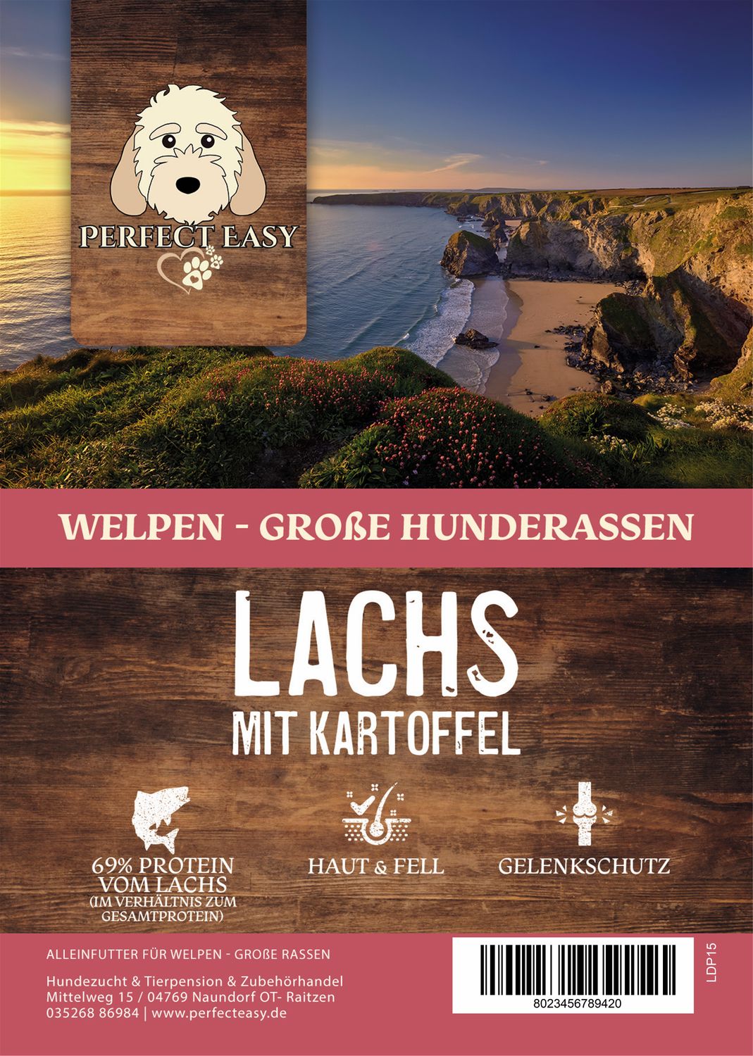 Super Premium Welpen große Hunderassen Lachs mit Kartoffel