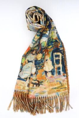 House of Smits shawl artistieke print okergeel e-eth2070