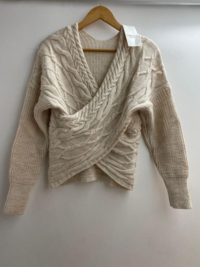 House of Smits Pull crop crossover beige E-1379