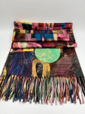 House of Smits shawl multiprint fuchsia e-lm2222