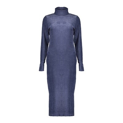Geisha jurk rib blauw 27561