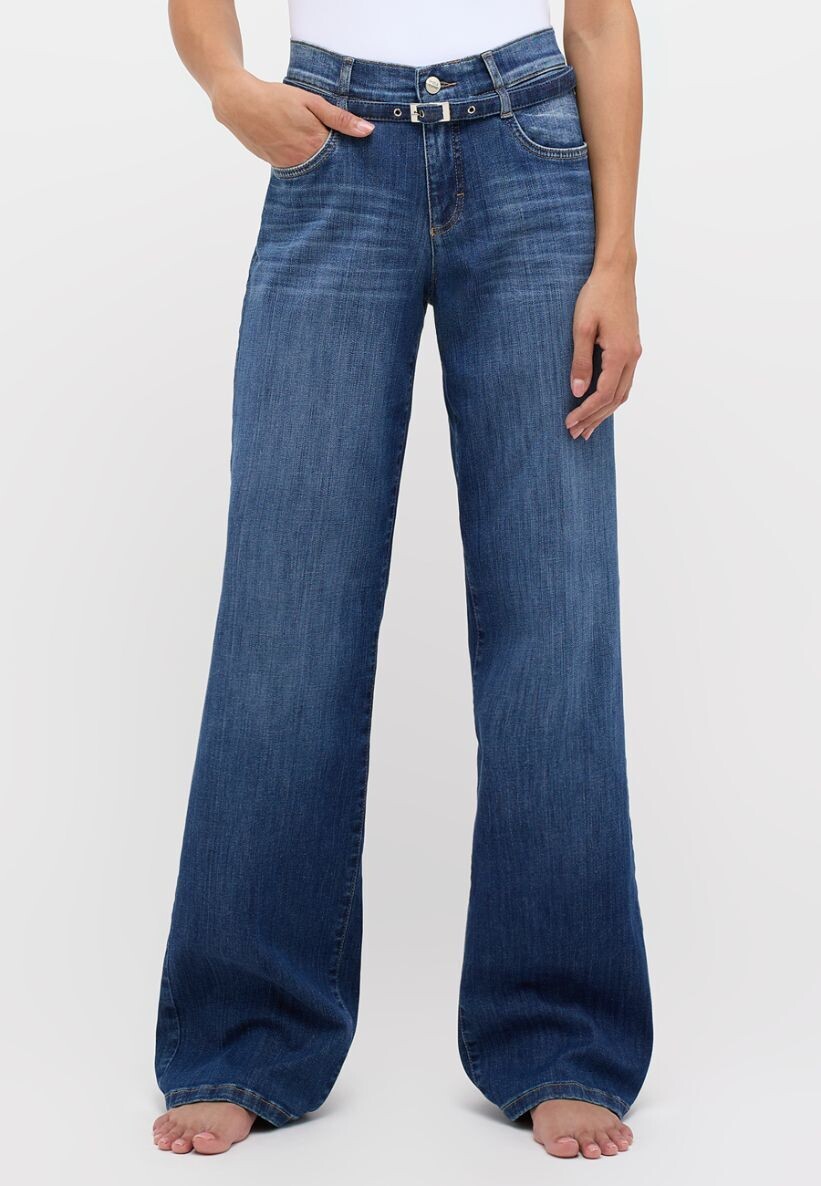 Angels jeans Broek wide leg med dark stone Liz belt 350