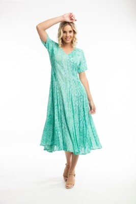 Orientique dress godet turquoise 4190