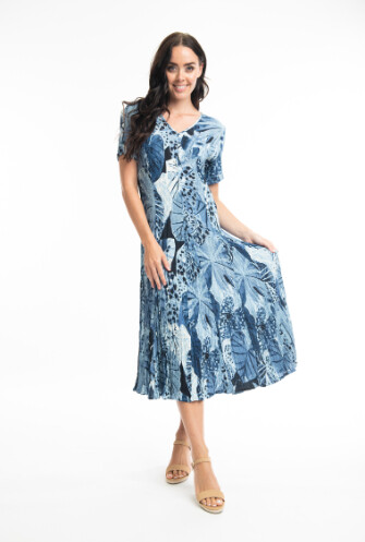 Orientique godet dress rafblauw 21060, Size: 40
