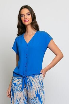 Batida knoop blouse kobalt 1484