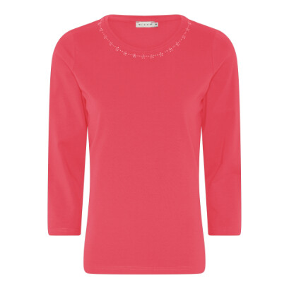 Micha T-shirt 3/4m strass fuchsia 172-113s