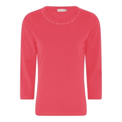 Micha T-shirt 3/4m strass fuchsia 172-113s Micha T-shirt 3/4m strass fuchsia 172-113s