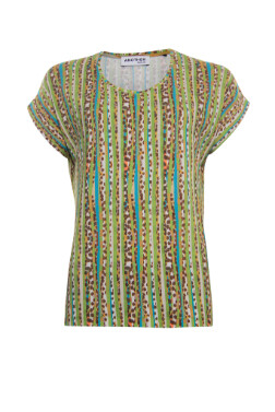 Another Woman T-shirt stripe groen 412213