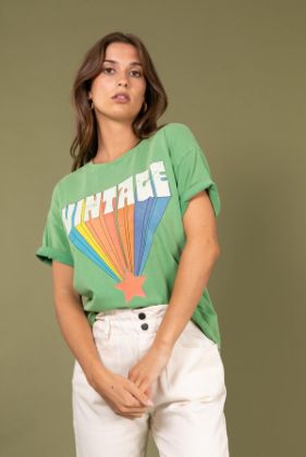 House of Smits T-shirt vintage groen e2857vin