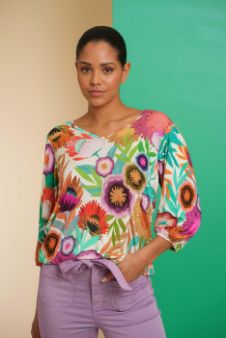 Geisha T-shirt bloem fuchsia 42168 Geisha T-shirt bloem fuchsia 42168