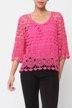 House of Smits shirt gehaakt fuchsia efp00360