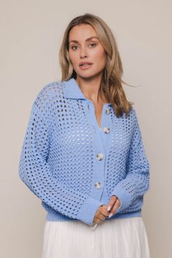 Rino & Pelle vest crop bleu sal