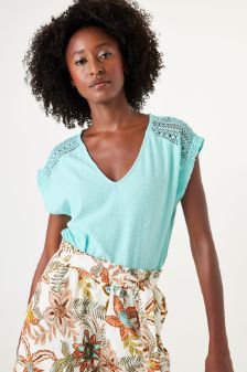 Garcia t-shirt kant details aqua q40006