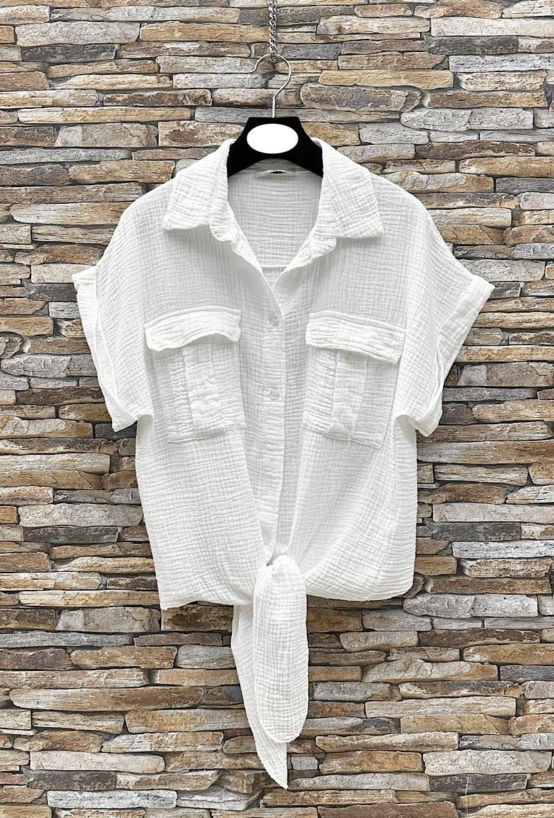 House of Smits Knoopblouse mousseline wit E88535