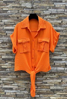 House of Smits Knoopblouse mousseline oranje E88535