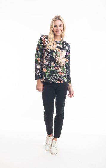 Orientique t-shirt print zwart 92060