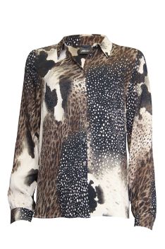 Poools blouse print olijf 433190