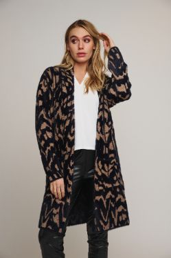 Rino & Pelle lang vest furry print zwart negien.5002