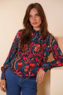 Geisha blouse print blauw 43670