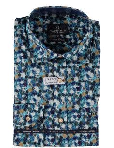 Fellows United Shirt flowers aqua 41.6634