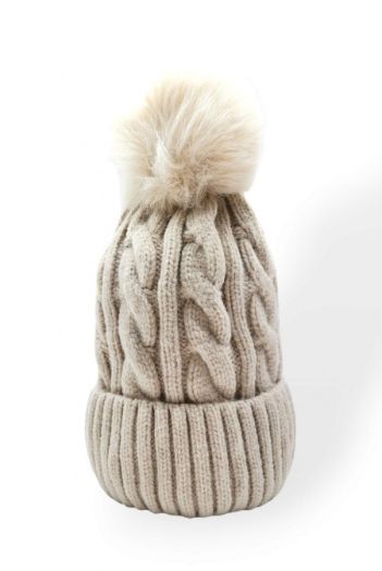 House of Smits muts beanie pompom beige efmz555