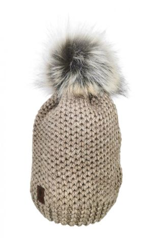 House of Smits muts beanie pompom taupe efaz2698