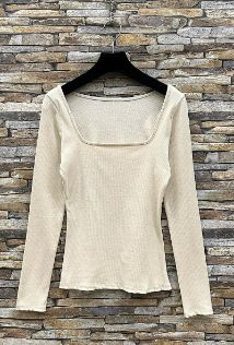 House of Smits T-shirt lm u neck beige efhs_824