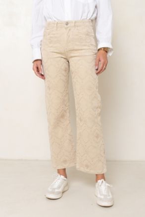 House of Smits Broek rib broderie beige pfh4102