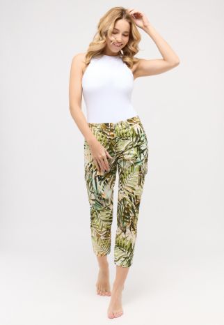 Angels jeans Broek 7/8 palm leaves groen Ornella worker 903