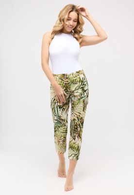 Angels jeans Broek 7/8 palm leaves groen Ornella worker 903 Angels jeans Broek 7/8 palm leaves groen Ornella worker 903