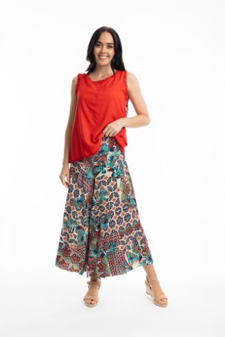 Orientique Broek gaucho print beige 6610