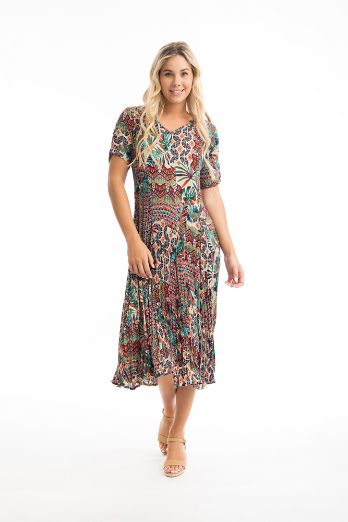 Orientique Godet dress beige 61698