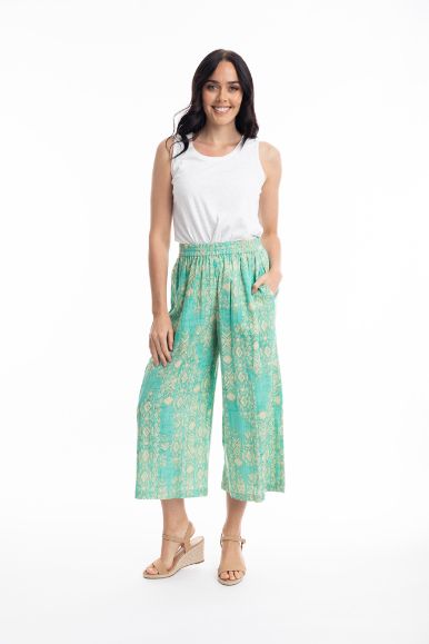 Orientique Broek gaucho katoen mint 9608