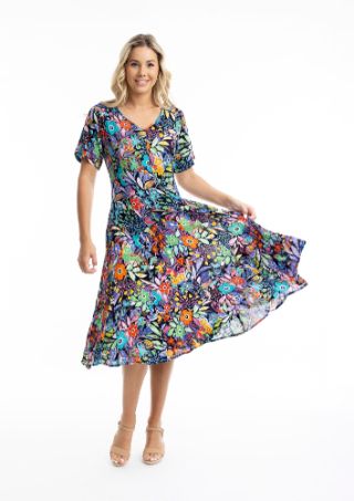 Orientique Godet dress paars 81271