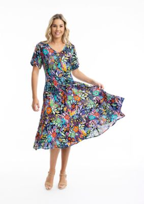 Orientique Godet dress paars 81271 Orientique Godet dress paars 81271