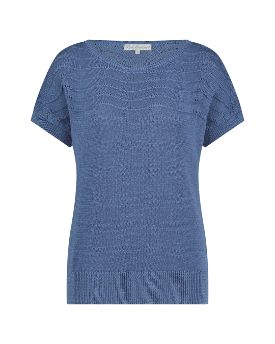 Red Button T-shirt knitted rafblauw srb4483