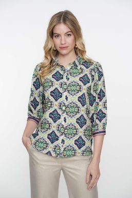 Geisha Blouse 1/2m print marine 53220