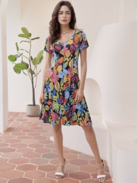 House of Smits Jurk km print zwart pf1851