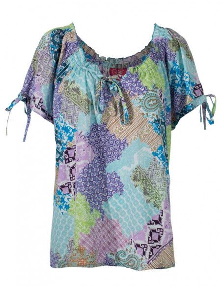 House of Smits Blouse km viskose blauw c15234
