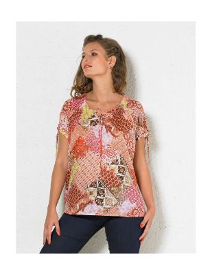 House of Smits Blouse km viskose koraal c15234