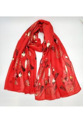 House of Smits shawl feathers rood ewch-309 House of Smits shawl feathers rood ewch-309
