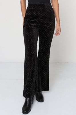 House of Smits Broek flare velours stip Zwart efl14568 House of Smits Broek flare velours stip Zwart efl14568