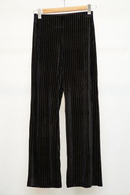 House of Smits Broek flare velours streep Zwart efl12466 House of Smits Broek flare velours streep Zwart efl12466