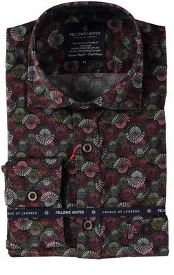 Fellows United Shirt lange mouw big circles Red 52.6504 Fellows United Shirt lange mouw big circles Red 52.6504